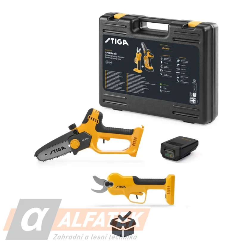STIGA SP 100e Kit akumulátorová pila PR 100e + aku nůžky SC 100e (257122001/ST1)