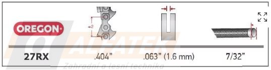 OREGON Pilový řetěz Hyper Skip Ripping .404" 1,6mm 194 článků (27RX194E)