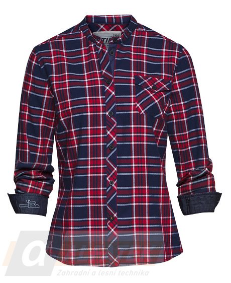 STIHL Dámská flanelová košile červeno-modrá - Velikost: XL