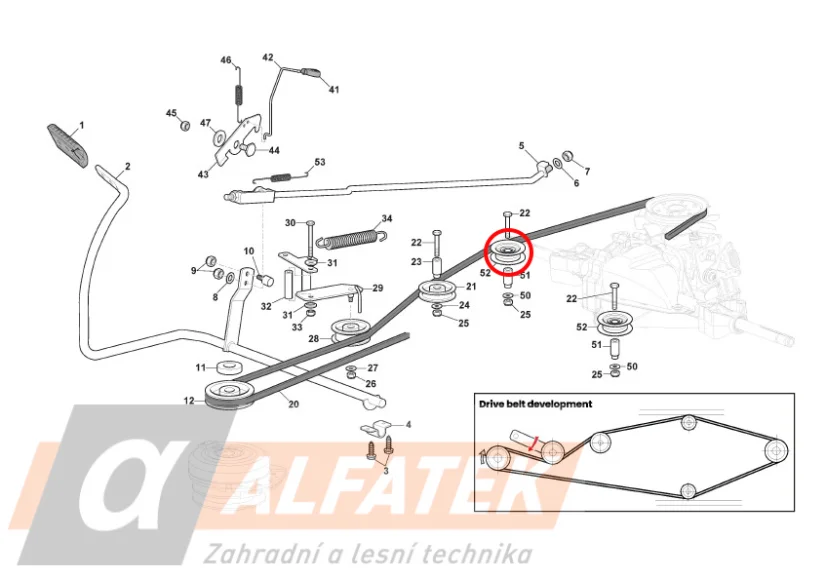 Kladka pohonu řemene pro traktory STIGA 384, 598, 598W a 598W Special