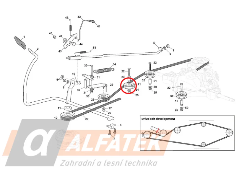 Kladka pohonu řemene pro traktory STIGA 384, 598, 598W a 598W Special