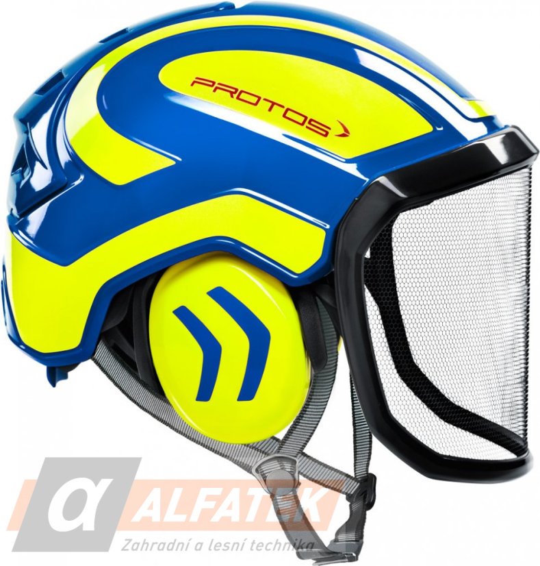 Arboristická Přilba PROTOS® Integral Arborist, štít F39, modro-neonově-žlutá